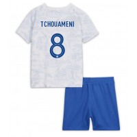 Frankrig Aurelien Tchouameni #8 Udebanesæt Børn VM 2022 Kortærmet (+ Korte bukser)